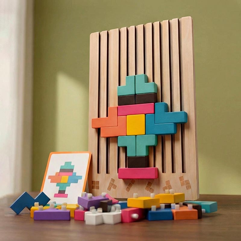 Montessori Houten Tetris - Educatief Stapelspel