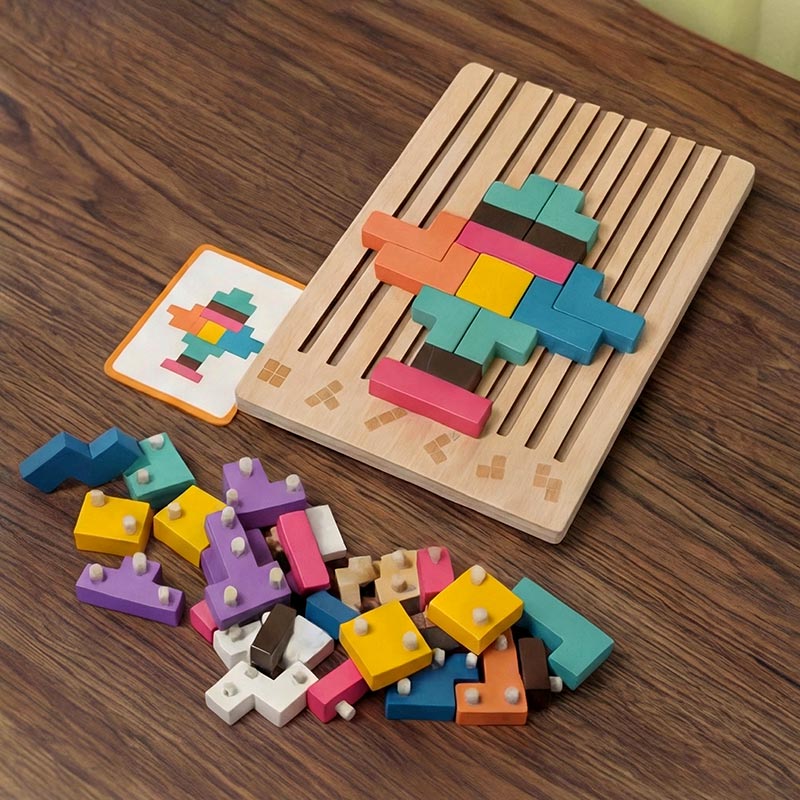 Montessori Houten Tetris - Educatief Stapelspel