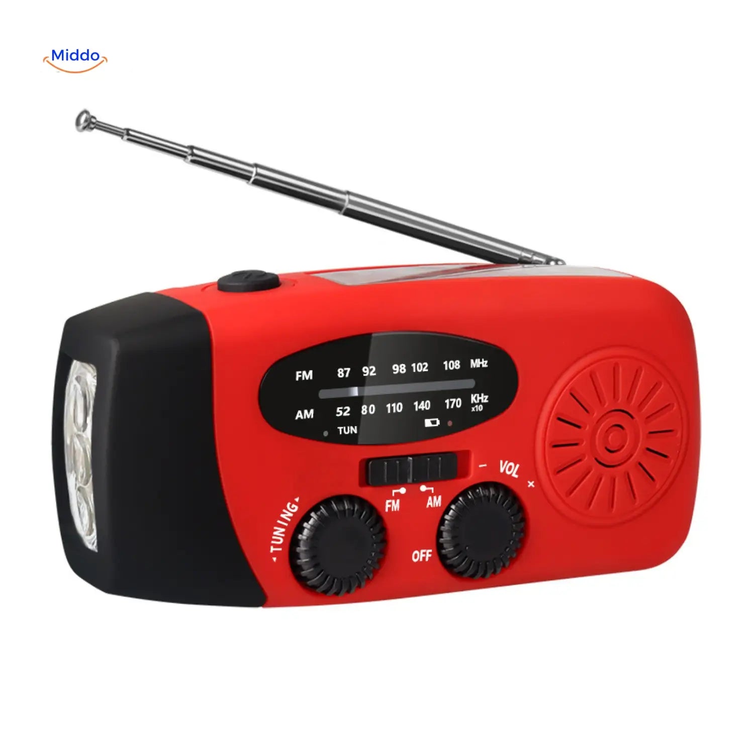 Noodradio, Zaklamp, Leeslamp, Kompas, SOS & Solar oplaadbaar – SolarPower™ Pro