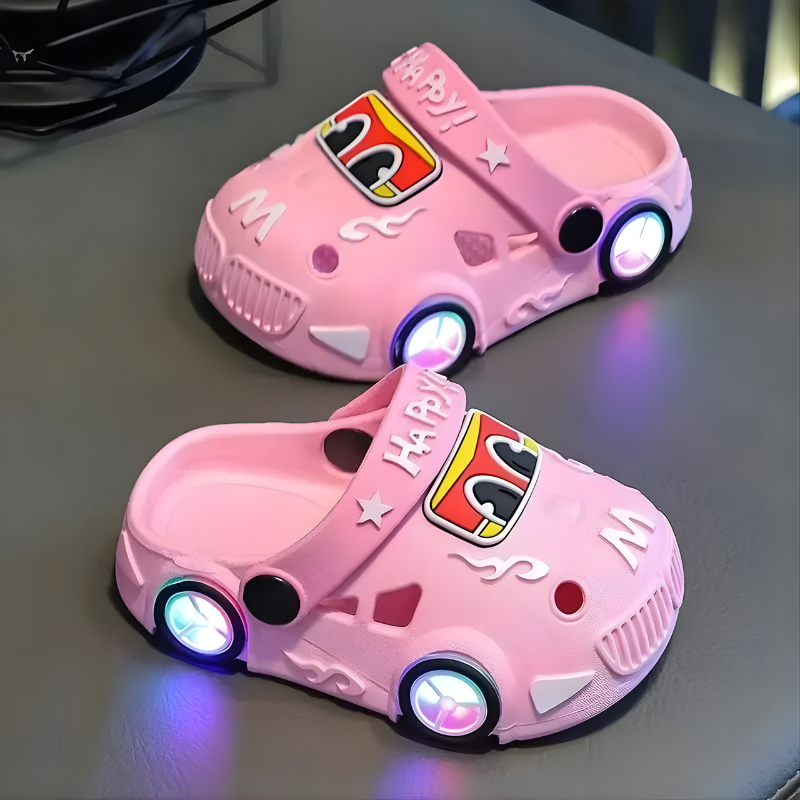 FlashWheels - Schattige cartoon auto slippers met gekleurde lichtjes en antislipzool