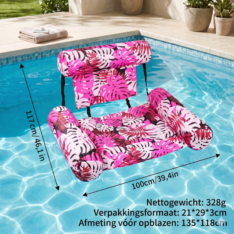 Opblaasbare Pool-Hangmat met Rugleuning – Opvouwbare Waterligstoel