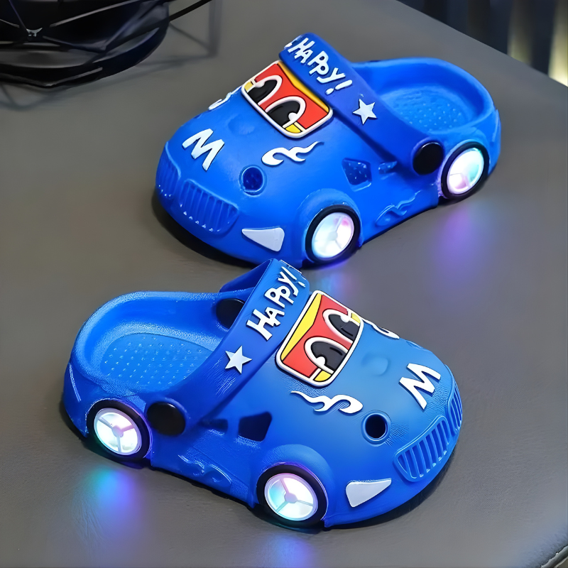 FlashWheels - Schattige cartoon auto slippers met gekleurde lichtjes en antislipzool