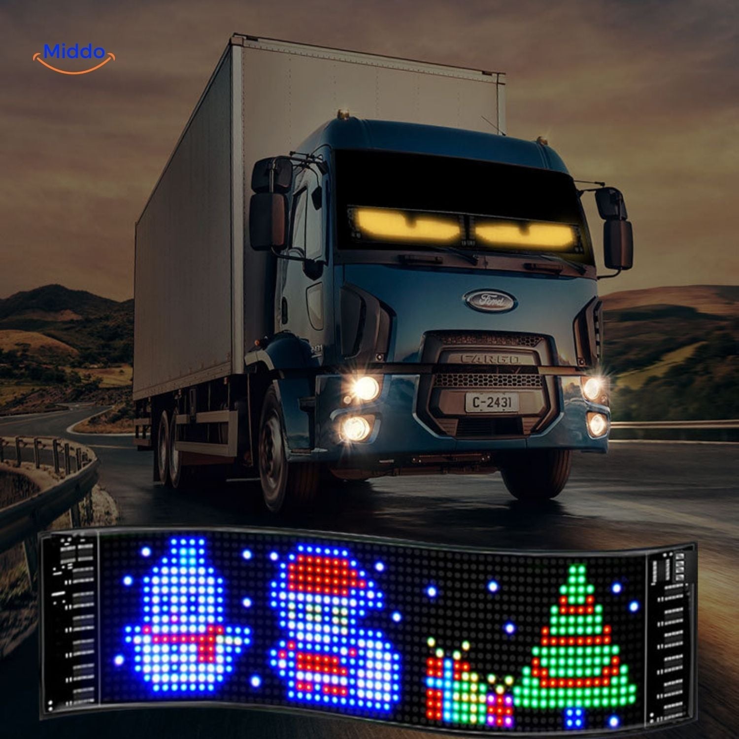 DriveFlex™ Matrix LED-Scherm | Devil Eyes, Teksten & Animaties via App + Afstandsbediening