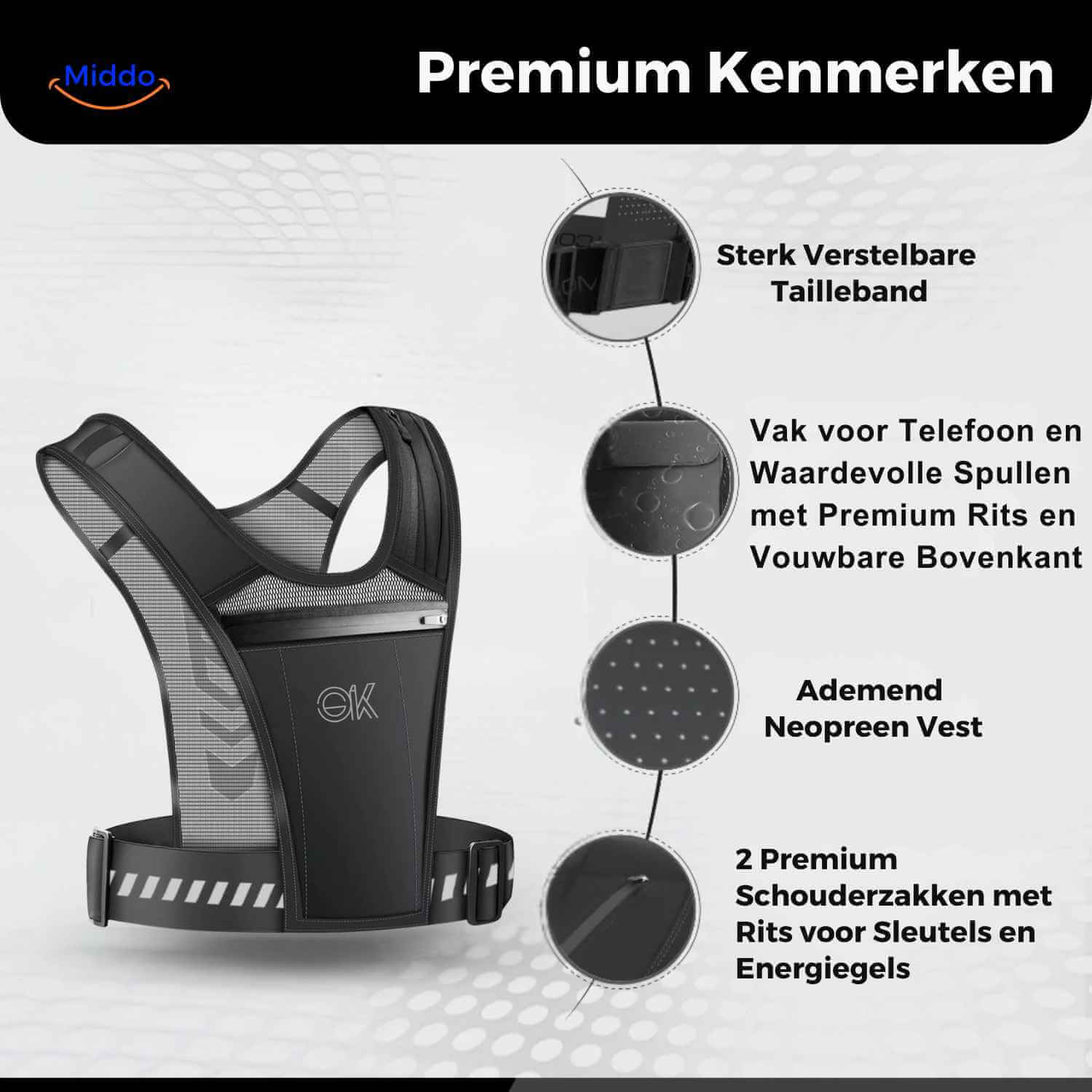 HydroRun™ Hardloop Vest | Reflecterend, Ruimte Voor Fles & Telefoon, Comfortabel