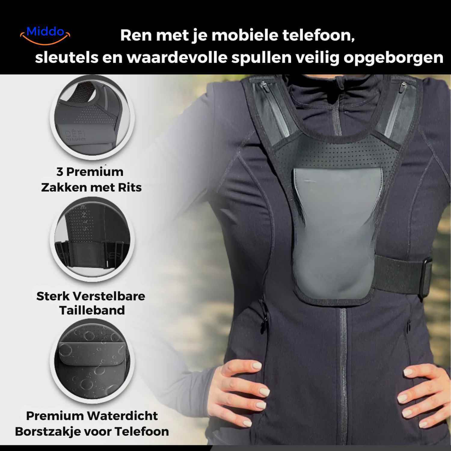 HydroRun™ Hardloop Vest | Reflecterend, Ruimte Voor Fles & Telefoon, Comfortabel