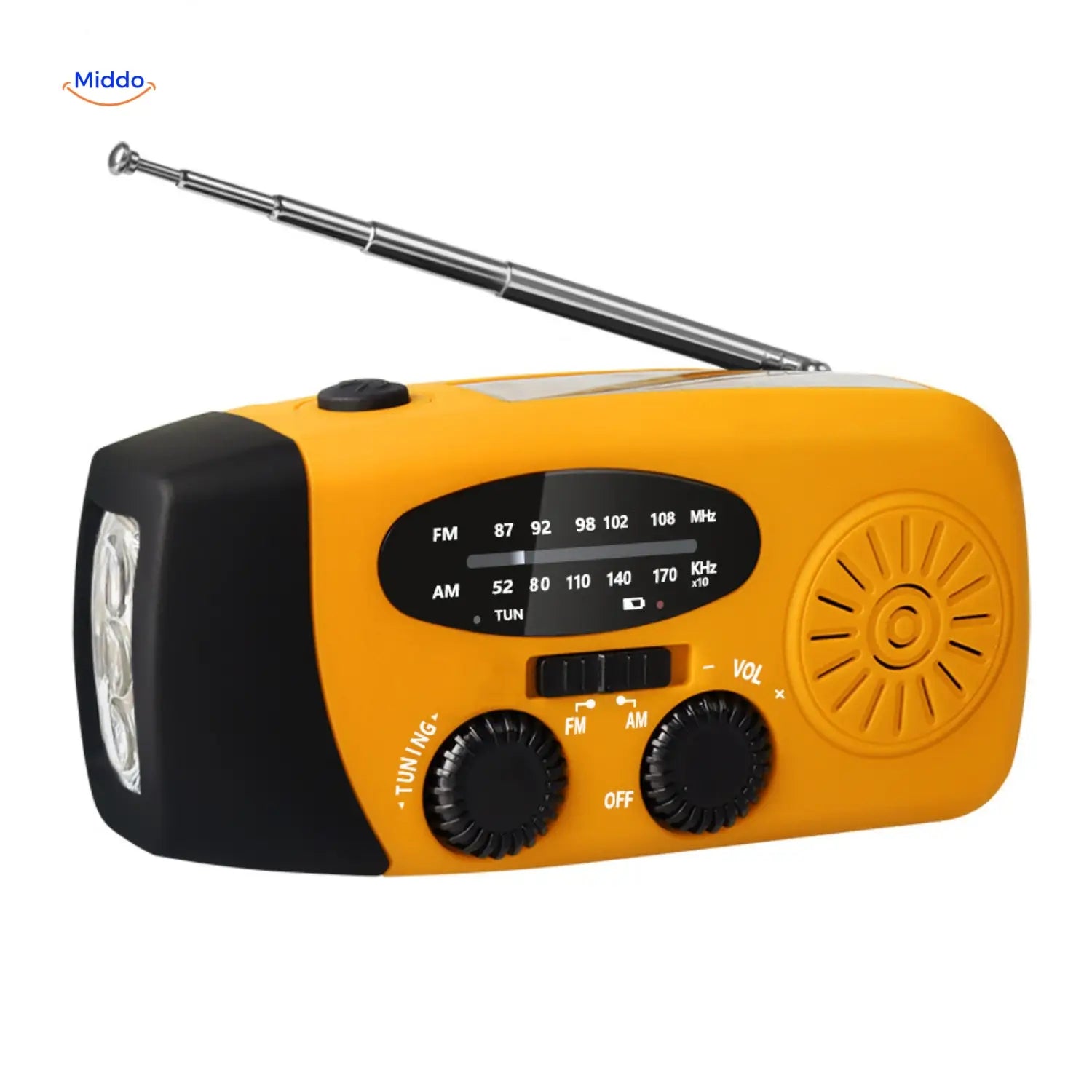 Noodradio, Zaklamp, Leeslamp, Kompas, SOS & Solar oplaadbaar – SolarPower™ Pro