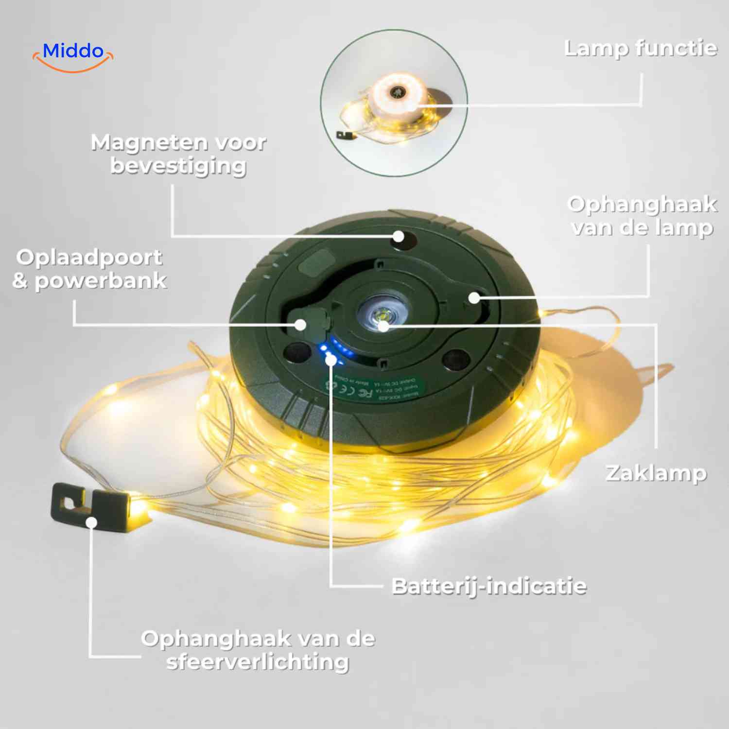 GlowMate™ Lamp | Sfeerlamp, Slingerlicht En Powerbank Voor Buiten